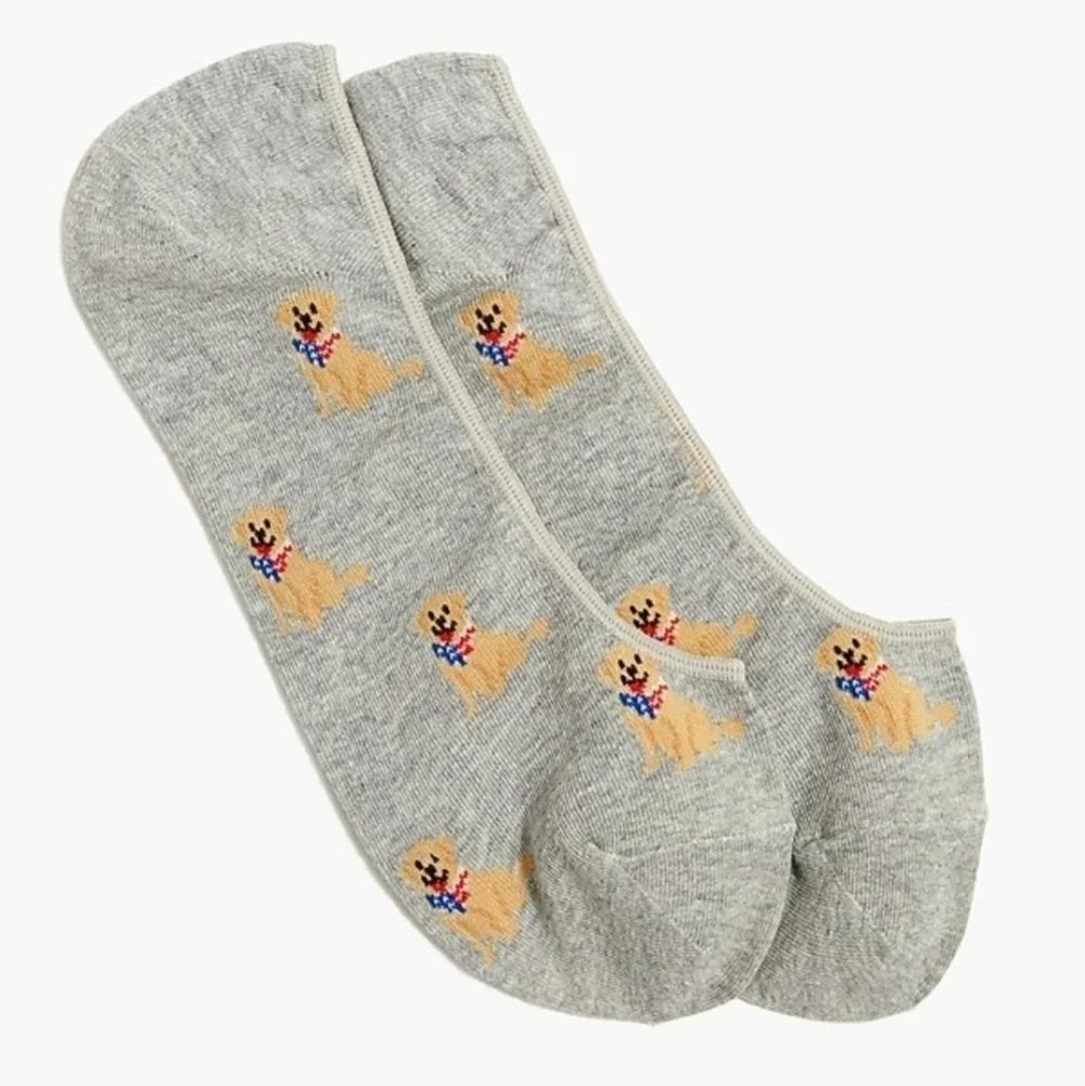 J. Crew golden retriever American flag no show socks